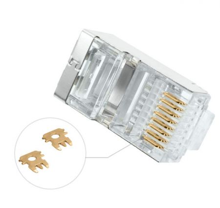 Cat.5e RJ45 3叉端子鍍金水晶頭