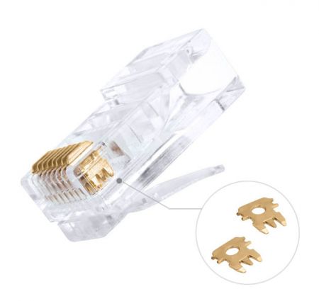RJ45 3叉端子鍍金水晶接頭