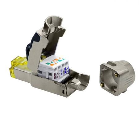 موصل RJ45 Cat.6A محمي بالكامل مع 110 IDC، متوافق مع PoE++