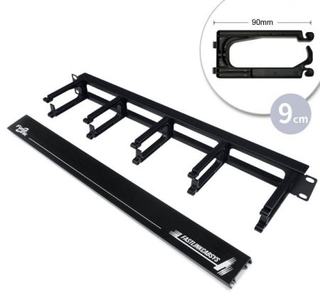 90mm Depth Cable Management, the front cover hinges up or down