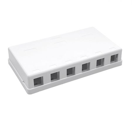 RJ45 कनेक्टर्स के लिए ब्लैंक सरफेस माउंट बॉक्स - 6 पोर्ट्स सरफेस माउंट बॉक्स