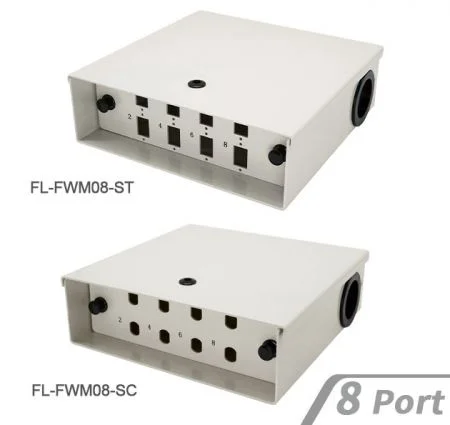 لوحة توصيل الألياف، تركيب على الحائط - لوحة الألياف الضوئية المثبتة على الحائط 8 منافذ