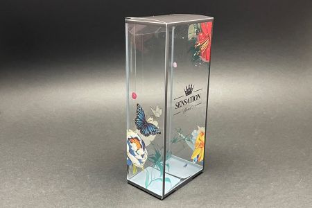 Scatola cosmetica in plastica PET - Scatola trasparente in plastica PET vista frontale