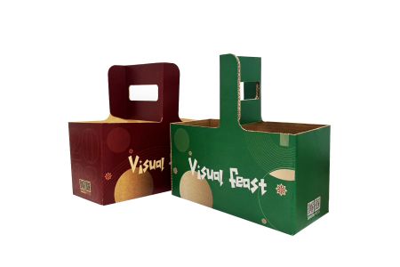 Személyre szabott Kraft papír pohártartó fogantyúval