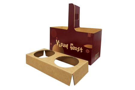 Személyre szabott Kraft papír pohártartó fogantyúval