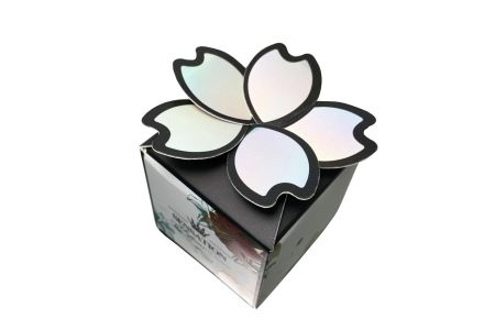 Scatola cosmetica olografica con coperchio a petalo di fiore - Caratteristica
