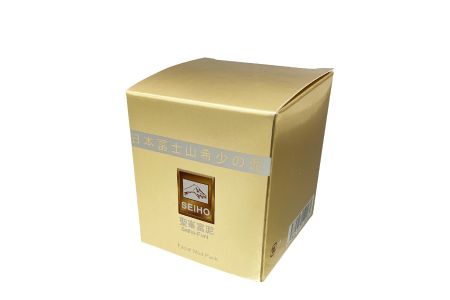 Caixas de Papel Metalizado Dourado para Loção – Frente02