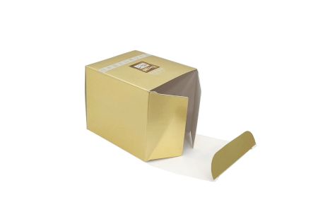 Caixas de Papel Metalizado Dourado para Loção – Painel Superior
