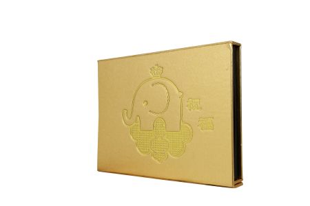 Scatole di imballaggio in foglia d'oro magnetica a forma di libro - Vista frontale