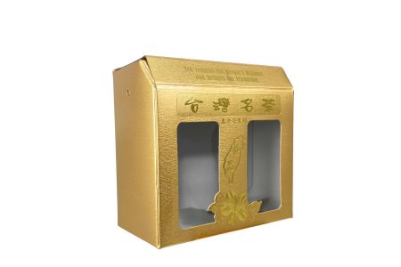 茶葉罐包裝金箔紙盒UV印刷 - 金鋁箔紙－糊底包裝盒正面照
