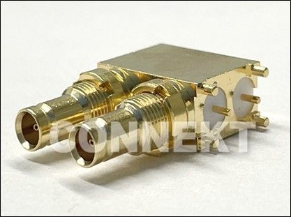 1.0/2.3 Dual Jack For P.C.B Mount  Right Angle 75 ohm