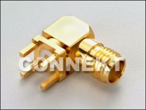 P.C.Bマウント用SMAジャック(4本脚)、直角 - SMAジャック PCBマウント用(4本脚)、右角度