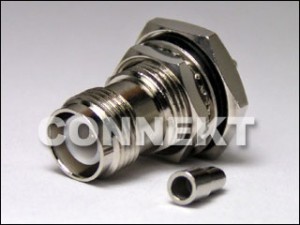 1.13/1.32ケーブル用TNCジャックRP(バルクヘッド、圧着) - TNCジャックRPバルクヘッド圧着