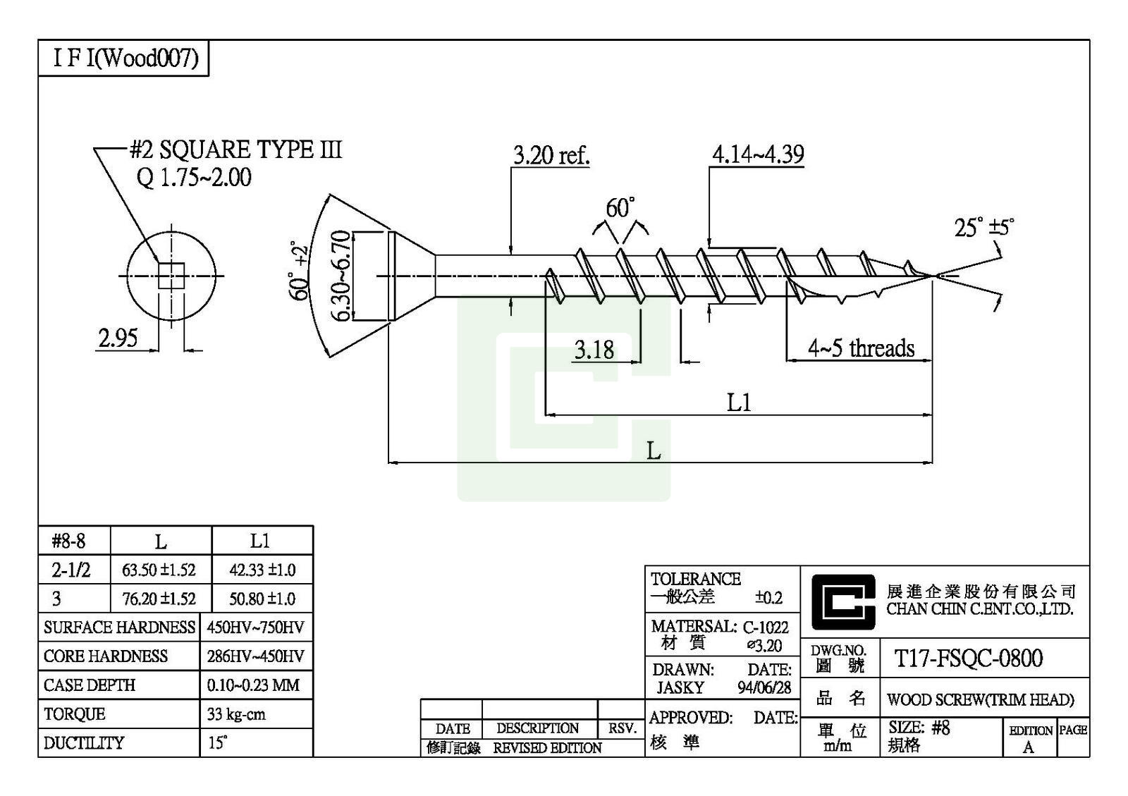 Wood Screws For OEM Production Chan Chin C Wood Screws For OEM Production Chan Chin C