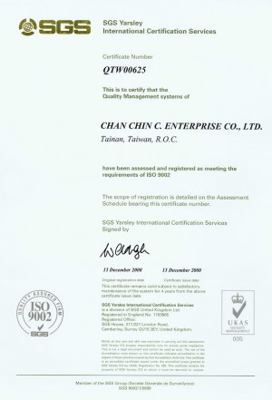 Har bedömts och registrerats som uppfyllande kraven enligt ISO 9002.
