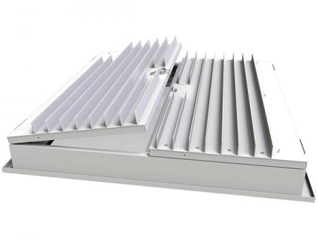 Iluminação LED à prova de poeira, classe 100, IP65, ideal para uso em salas limpas.