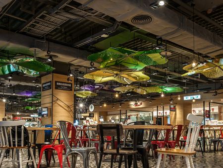 Luminaria LED suspendida personalizada para patio de comidas en tiendas minoristas