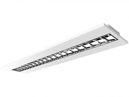 高亮度4139lm嵌入式1x4高效率蝠型出光LED格柵天花板燈具 - 高性能燈具 (106.4lm/w)，5萬小時後保有原始80%亮度