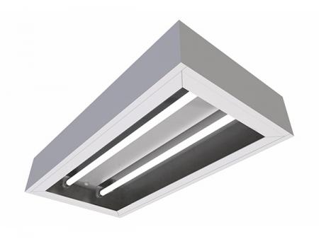 Éclairage LED de base pour salle blanche monté en surface - Éclairage LED pour salle blanche monté en surface avec couvercle de protection rabattable.