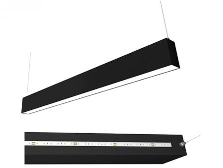 Dimmable, energy-efficiency double-side emitting LED suspended lighting.