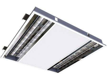 โคมไฟเพดานกระจังหน้าแบบบานเกล็ด LED สำหรับสำนักงานที่มีแสงสะท้อนต่ำ - ไฟกระจังหน้า LED สำหรับแสงสะท้อนต่ำ (108.9 ลูเมน/วัตต์, UGR < 17 )
