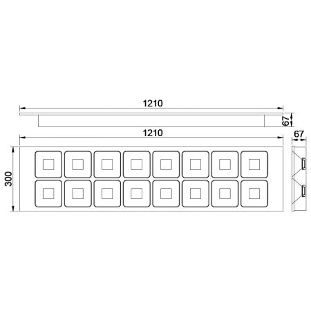أبعاد إضاءة السقف التجارية LED فائقة الكفاءة 1 × 4