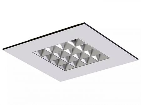 亮面鋁質格柵低眩光LED嵌入式節能天花板燈具 - 霧面鋁質低眩光 (UGR < 16)方形LED T-BAR燈具。