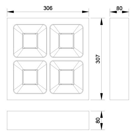 18 W 30 cm kleine quadratische Deckenbeleuchtung für Büros – Abmessungen