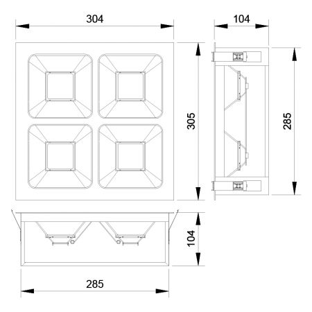 إضاءة سقف مربعة 13 واط 30 سم - الأبعاد