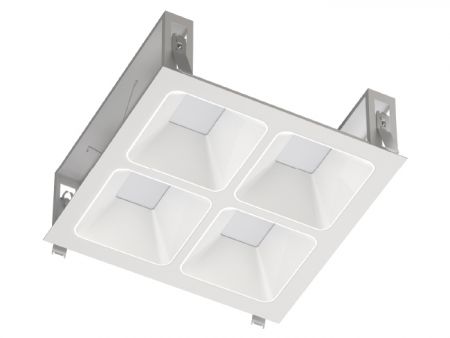 Iluminação de teto LED com veneziana de 4 células quadrada de 30 cm de alta eficiência - Iluminação de teto com veneziana de 4 células quadrada embutida de 30 cm de alta eficiência 9W 13W