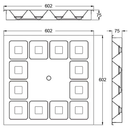 سقف LED منخفض الوهج مع مستشعر حركة - الأبعاد