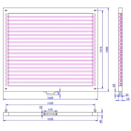 Dimensi Produk Lampu LED untuk pertumbuhan tanaman.