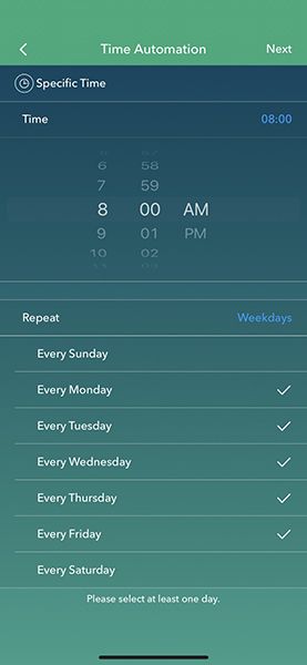 스마트 앱 설정: 시간 자동화