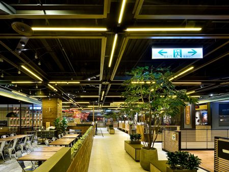 Luces de techo modernas lineales personalizadas para patio de comidas