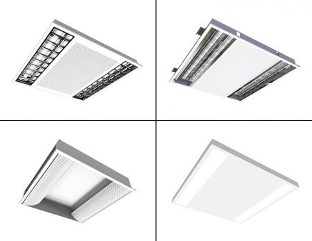 Éclairage de plafond de bureau encastré à LED haute performance et à économie d'énergie.