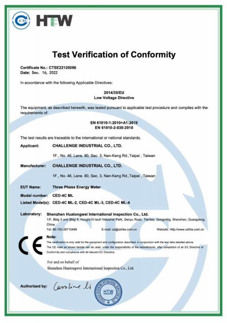 CE Certificate of Conformity for CED-4C ML