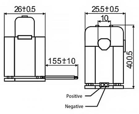Dibujo de sensores de corriente de núcleo dividido serie C10.
