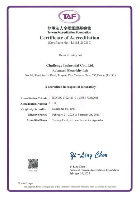 Laboratoire d'électricité avancé de CIC - Accrédité par TAF (membre ILAC) - Page 1