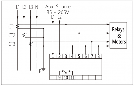 Protector de Sobretensión para Protección de Transformadores de Corriente (Diagrama de Cableado)