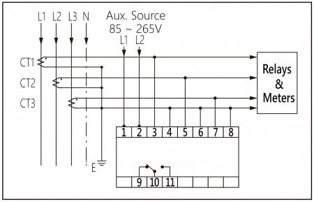 Protecteur de surtension pour la protection des transformateurs de courant (Schéma de câblage)