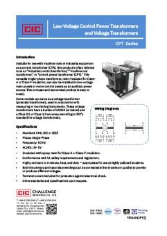 【Folleto del Producto】Transformadores de Potencia de Control de Baja Tensión y Transformadores de Voltaje, Serie CPT