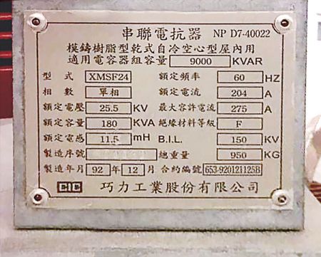 Reactores de Núcleo de Aire de CIC de 25.5 kV, 180 kVA para "Taipei 101"