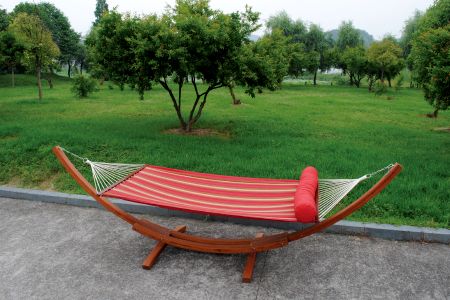Half moon curved wooden hammock frame set