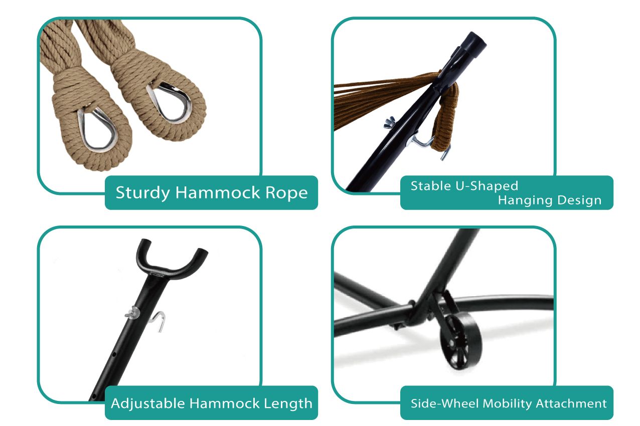 Steel Adjustable UShape Hammock Stand With Free Hanging Tree Canvas