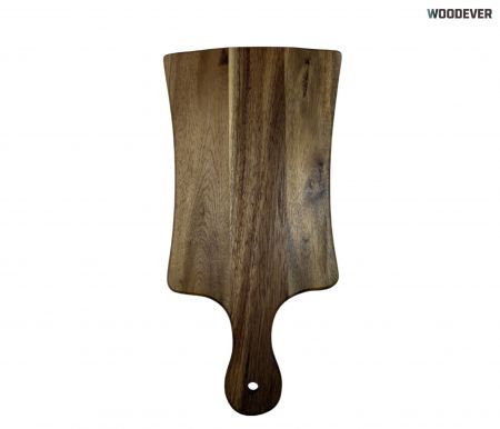 Long Rectangular Wooden Serving Board with Curved Edge Handle | WOODEVER Vietnam Manufacturer - We are a BSCI-certified homeware manufacturer based in Vietnam, specializing in high-quality, sustainable, and aesthetically pleasing wooden cutting boards for global B2B buyers.
