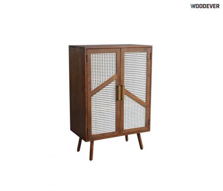 Kabinet Penyimpanan Tinggi dengan Pintu Rattan Palsu – Produsen Furnitur OEM Vietnam - Kabinet Berkelanjutan yang Dapat Disesuaikan dengan Rangka Kayu Karet – Pasokan ODM B2B dari Pabrik Vietnam