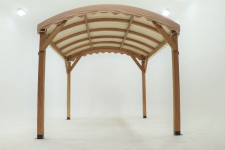 Structurally stable solid wood pergola.