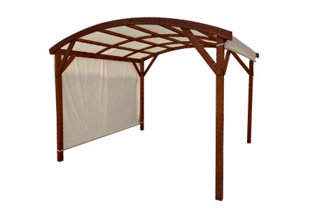 8 X 8 Wood Arched Pergola FSC Frame With Adjustable Removable Canopy - Outdoor paulownia gazebo frame with roof