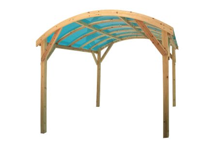 Pergola in legno massello a bordo piscina con tetto impermeabile in acrilico trasparente - Pergola da esterno ad arco in paulownia per patio