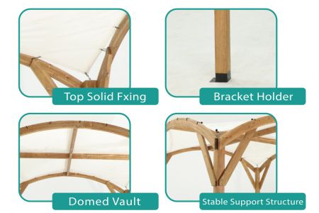 El fabricante de muebles de exterior WOODEVER La pérgola de madera maciza tiene una estructura de alta resistencia, que es estable para uso en exteriores y no se ve afectada por el clima y los movimientos.